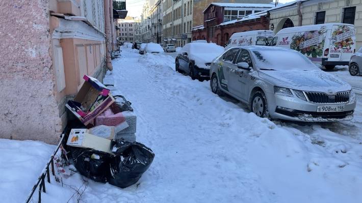 Снег и мусор стали стандартной картиной для Санкт-Петербурга