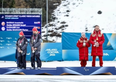 Немецкие паралимпийцы отвернулись от россиян на пьедестале во время гимна РФ