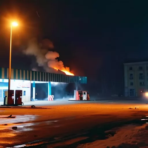 В Киеве повреждена автозаправка и горят склады